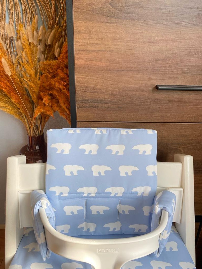 Cushion set for the Stokke Tripp Trapp high chair removable polar bear light blue image 2