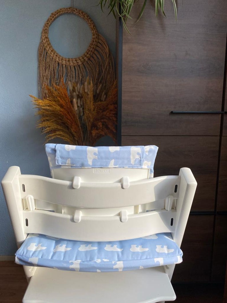 Cushion set for the Stokke Tripp Trapp high chair removable polar bear light blue image 3