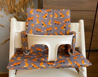 Ensemble de coussins pour chaise haute Stokke Tripp Trapp - amovible - renard - Orange & gris