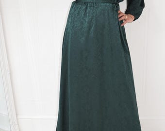 Modest maxi A-lijn jacquard hemdjurk bosgroen