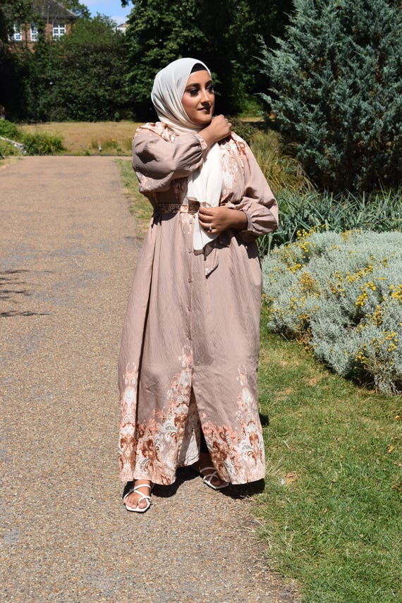 chinese dress ladies Women's Solid Color Shirt Dress Abaya with Pockets  Abayaya
