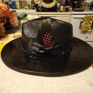 Midnight Black Wide Brim Straw Fedora