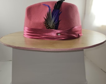 Wide Brim FEDORA FLOWER HAT, Wide Hickory Brim & Stylish Florist Bottom Hat for Women’s Gift