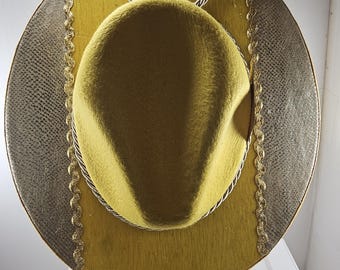 Deluxe Yellow Gold King Wide Brim Fedora