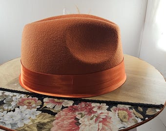 Wide Brim FLORIST FEDORA HAT, Wide Birchwood & Flowers Design Stylish Brim Hat