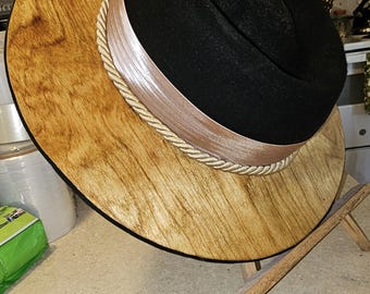 Classic Wood Brim Gambler Wide Brim Fedora