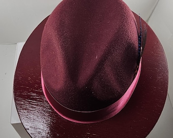 Short Wood Brim Fedora, Unisex Hat, Perfect gift, Cold weather hat, free shipping