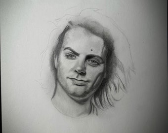 Portrait dessiné à la main au crayon graphite