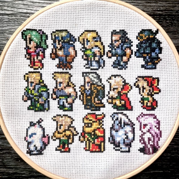 Final Fantasy 6 Characters Sprites Cross Stitch Pattern