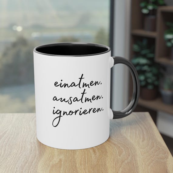 Büro Tasse Geschenk | einatmen ausatmen Tasse | lustiger Spruch Tasse | Arbeit Tasse Kollege | Statement Tasse Geschenk Büro