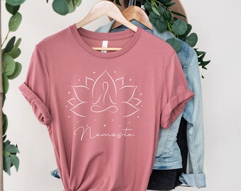 Namaste Lotusblume, Yoga Shirt, Yoga Tshirt, Sport Shirt, Geschenk für ihn, Geschenk für sie, Yoga Geschenk, Spiritual Shirt, Lotusblüte