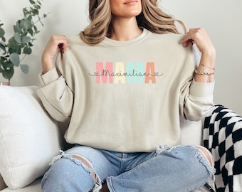personalisierter Mama Pullover, Muttertag, Damen Sweatshirt, Geschenk Frau, Geburtstag, Geschenkidee, Pullover, Muttertag, Geschenk