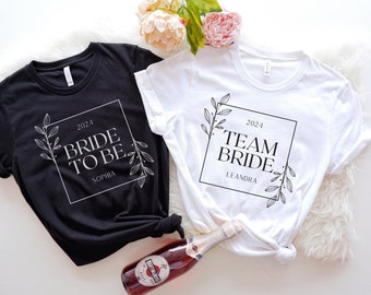 personalisiert, Junggesellinnen Abschied, JGA Braut & Team T-Shirt Set, Maid of Honor, JGA Party Shirts, Braut, Team Braut, pink JGA