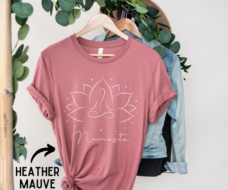 Namaste Lotusblume, Yoga Shirt, Yoga Tshirt, Sport Shirt, Geschenk für ihn, Geschenk für sie, Yoga Geschenk, Spiritual Shirt, Lotusblüte Heather Mauve