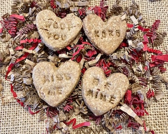 Peanut Butter & Bacon Conversation Hearts Dog Treats
