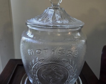 Mother's Cookies koektrommel van helder glas, Anchor Hocking, 10" hoog