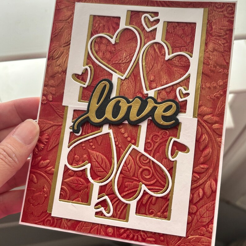 Handmade Valentine Love Hearts Greeting Card Embossed - Etsy