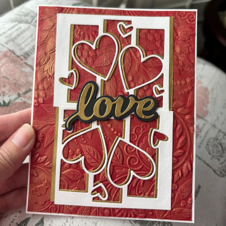 Handmade Valentine Love Hearts Greeting Card Embossed - Etsy