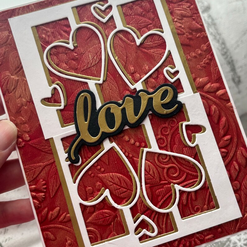 Handmade Valentine Love Hearts Greeting Card Embossed - Etsy