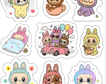 Labubu inspired holographic vinyl stickers