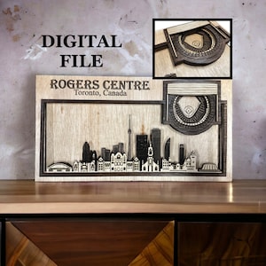 Lasergesneden digitaal SVG-bestand | Skyline Ontario, Canada en 3D-honkbalstadion