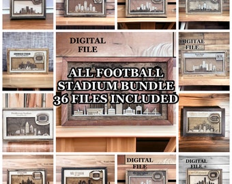 Laser geschnitten SVG-Digitalschnitt-Datei ALLE Fußball-Stadion-Dateien - 36 Stadion Skyline-Dateien