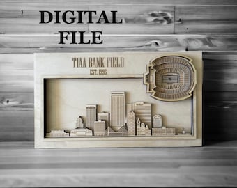 Laser Cut SVG Digital Cut File | Jacksonville, Florida Skyline and 3D Football Stadium