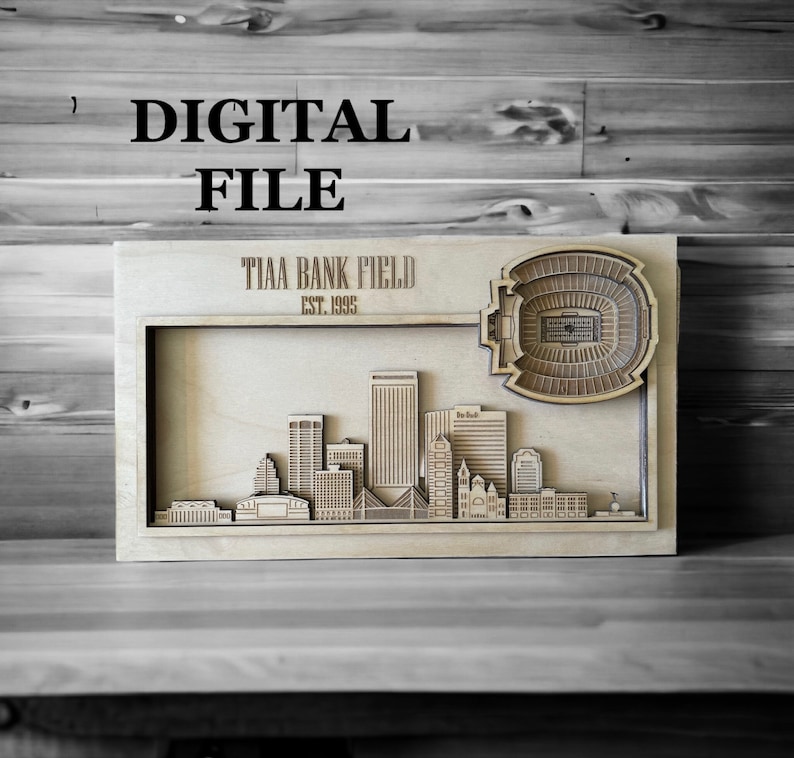 Laser Cut SVG Digital Cut File Jacksonville, Florida Skyline and 3D