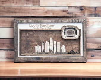 Laser Cut SVG Digital Cut File | San Francisco, California Skyline and 3D Football Stadium