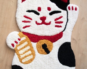 Tapis en Tufting Maneki Neko fait main