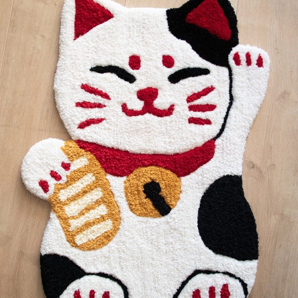 Tapis en Tufting Maneki Neko fait main