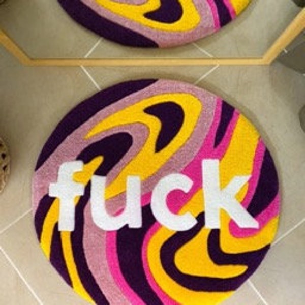 Fuck Colorful Tufted Rug