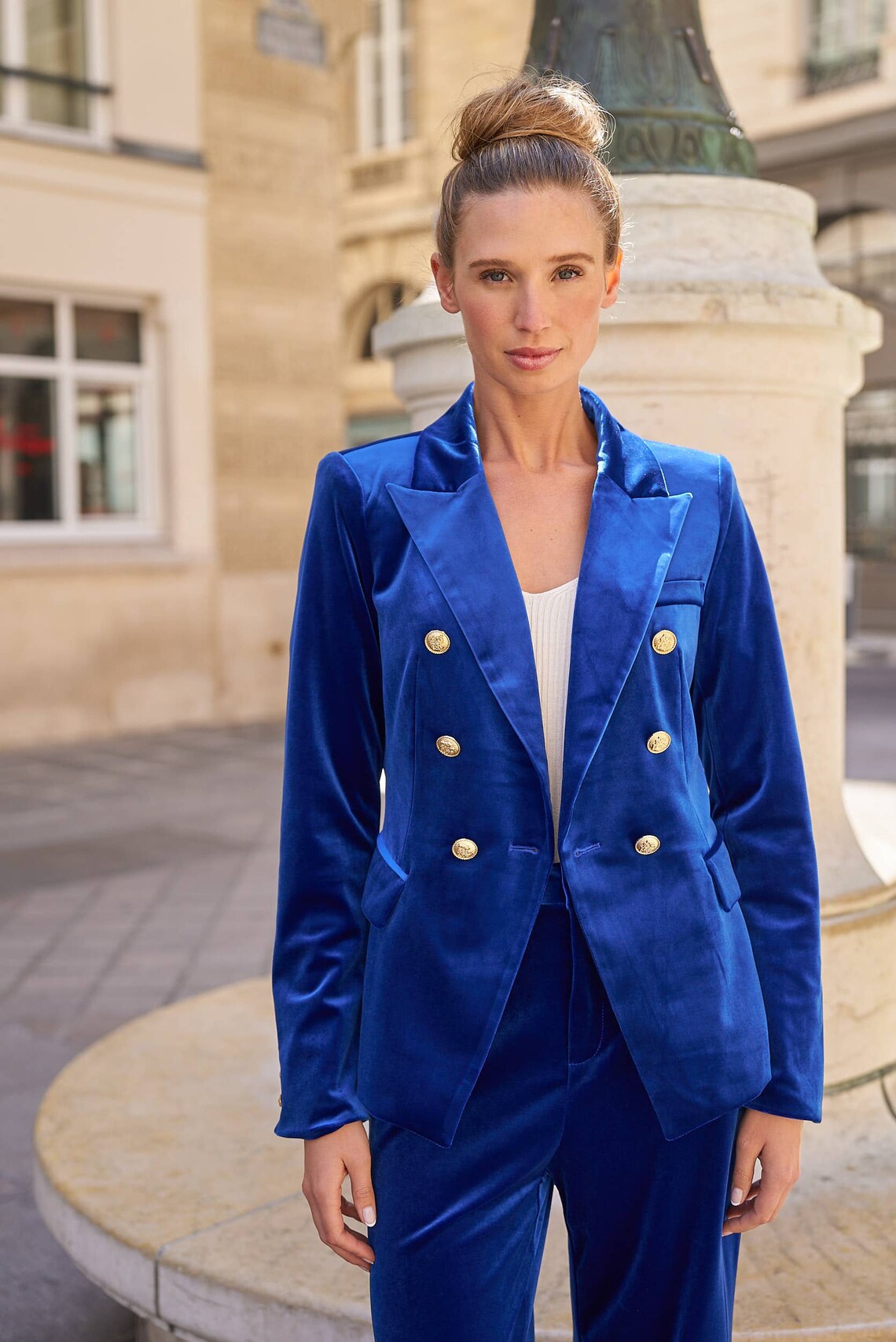 Double-breasted Velvet Blazer Jacket With Gold Buttons - Etsy
