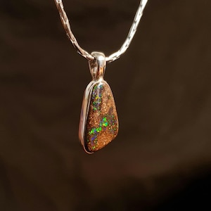 Boulder Opal Pendant Jewelry Handmade / Birthday Gift / Wedding Gift Real Opal Pendant Silver – Opal Necklace Women/Men