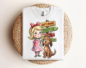 Retro Cindy Lou Who & Max Grinch Dog PNG - Cricut (Digital Files)