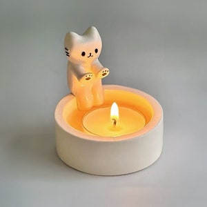 Candle Holder Cat Home Decor Cat by the Fire Candle Holder Candle Decoration Home Decor Home Decoration Mothersday Gift image 1