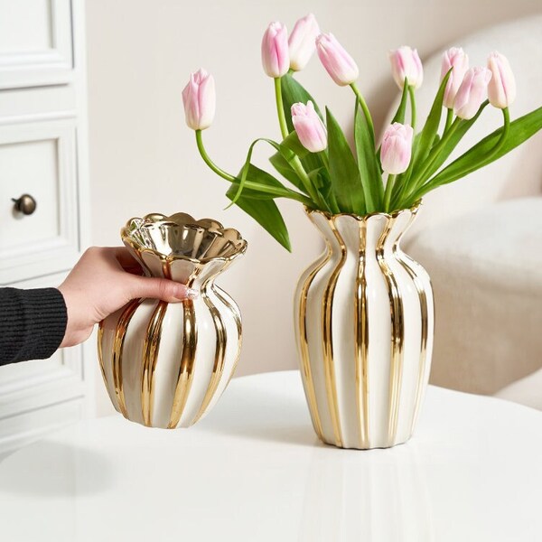 Gold Plated Flower Vase Etsy