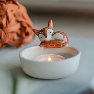 Candle Holder Fox Home Decor | Fox by the Fire | Candle Holder | Candle Decoration | Home Decor | Home Decoration | Mothersday Gift Deco