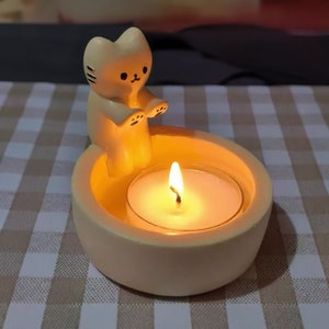 Candle Holder Cat Home Decor Cat by the Fire Candle Holder Candle Decoration Home Decor Home Decoration Mothersday Gift image 2