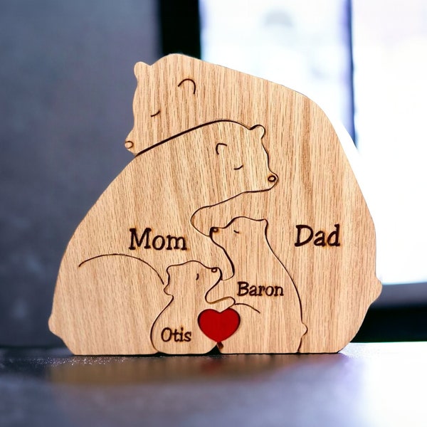 Hausdekoration Personalisiert | Bären Familie Dekoration Personalisiert | Home Decor | Geschenk für Eltern & Kinder | Handmade Gift