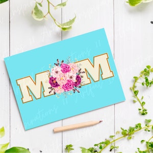 Tarjeta floral para MAMÁ, Tarjeta imprimible del Día de la Madre, Tarjeta de carta tipográfica, Descarga digital Tarjeta plegable 5x7, Regalo de flores para una gran mamá