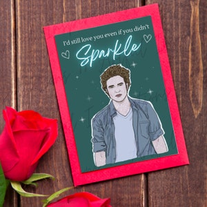 Tarjeta imprimible del equipo Edward Sparkle, meme divertido de Crepúsculo, película cultura pop amor ocasión tarjeta del día de San Valentín, descarga digital instantánea fácil