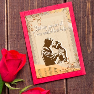 Biglietto stampabile Love to Be, biglietto vintage di San Valentino per lui e lei, occasione d'amore in stile retrò per qualcuno di speciale, stampa a casa PDF