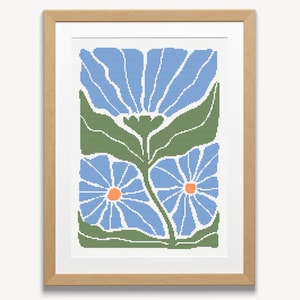 Bloemenkruissteekpatroon, abstracte bloemengrafiek, PDF-kruissteek, eenvoudige kruissteek, kruissteekset, digitaal bestand, uniek patroon