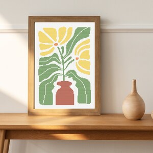 Bloemenkruissteekpatroon, abstracte bloemengrafiek, PDF-kruissteek, eenvoudige kruissteek, kruissteekset, digitaal bestand, uniek patroon