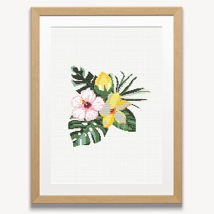 Bloemenkruissteekpatroon, abstracte bloemengrafiek, PDF-kruissteek, eenvoudige kruissteek, kruissteekset, digitaal bestand, uniek patroon