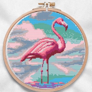 Vogels kruissteekpatroon, PDF kruissteek, eenvoudige kruissteek, digitaal bestand, Flamingo Modern Cross Stitch, grappig kruissteekpatroon