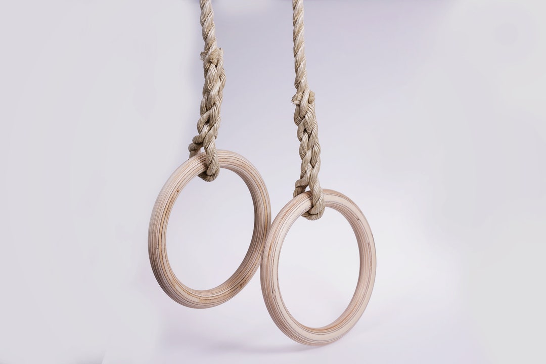 Calisthenics Rings for Adults, Wooden Gymnastic Rings With Rope ...