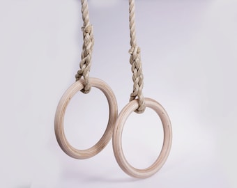 Calisthenics Rings for Adults, Wooden Gymnastic Rings with Rope, Handcrafted Fitness Rings for Strength and Flexibility, Athletic Rings