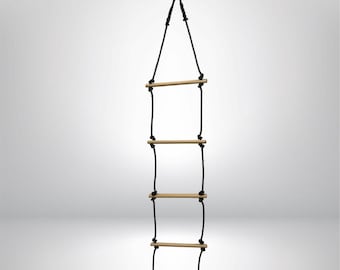 MAMOI Échelle de Corde Échelle de montée Durable pour Les Enfants, en Bois et Corde de Coton | Balançoire en Corde pour l'intérieur et l'extérieur | Échelle Suspendue Durable Design scandinave